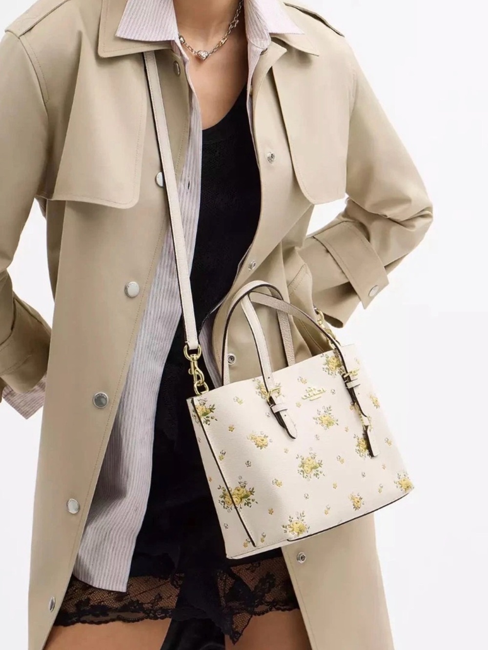 Coach Yellow Floral Cream Tote
